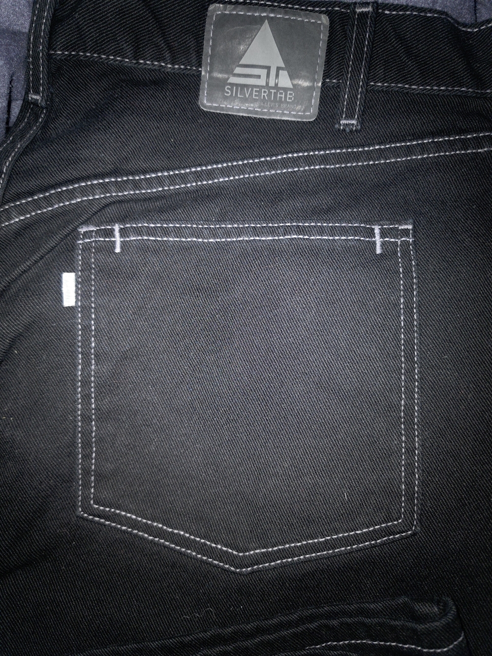 Levis Silverta Jeans Men's Black Slim Straight Jeans with White Stitching Detail